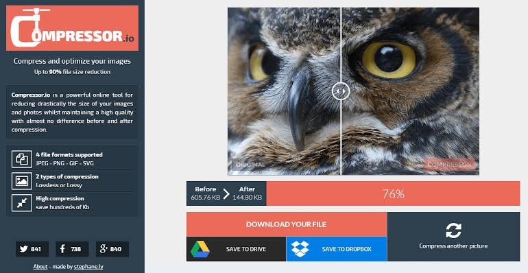 Compressor.io online image compression tool