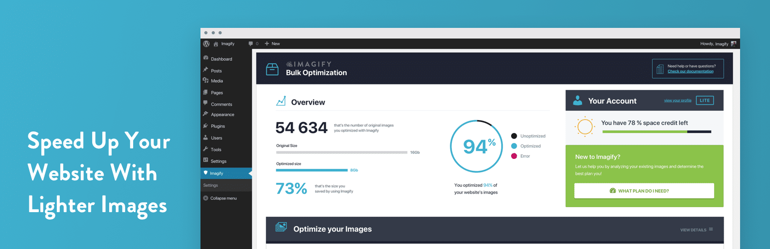 Imagify image compression and WordPress optimization tool