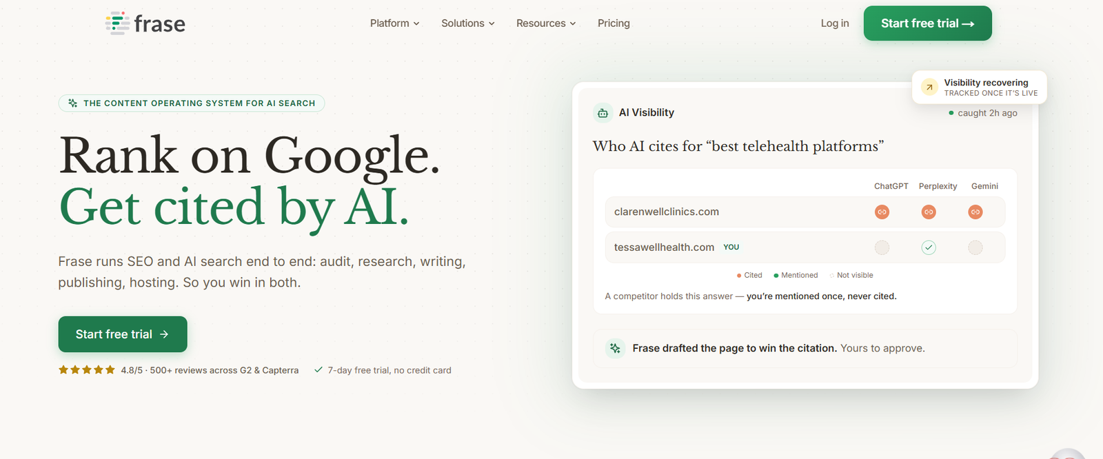 Frase Content Planning Dashboard Overview Frase AI Content Briefs and SERP Research Interface