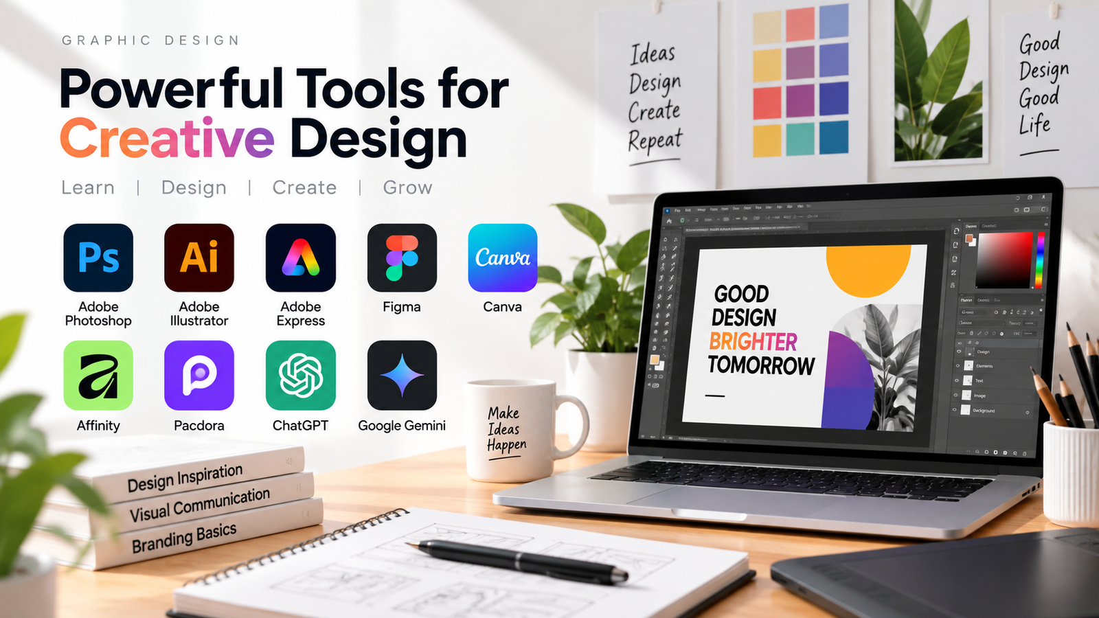 Graphic design tools and software used for learning graphic design