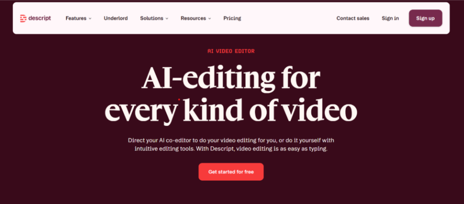 Descript video editing software