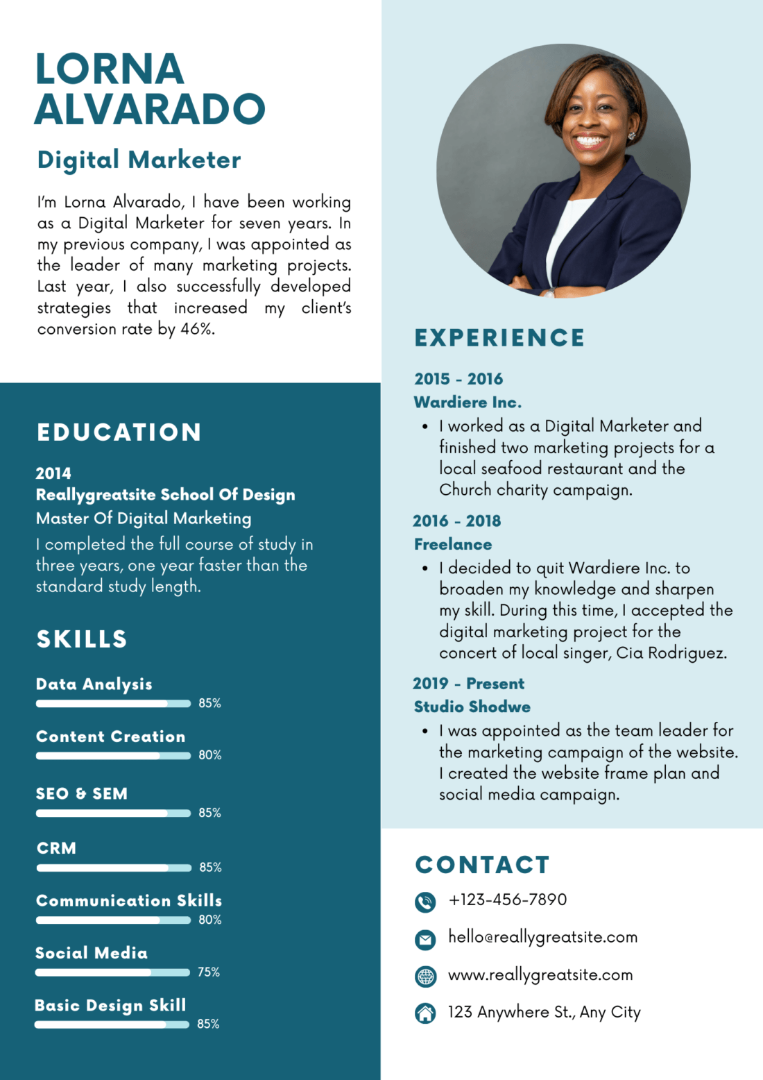 resume format for marketing job