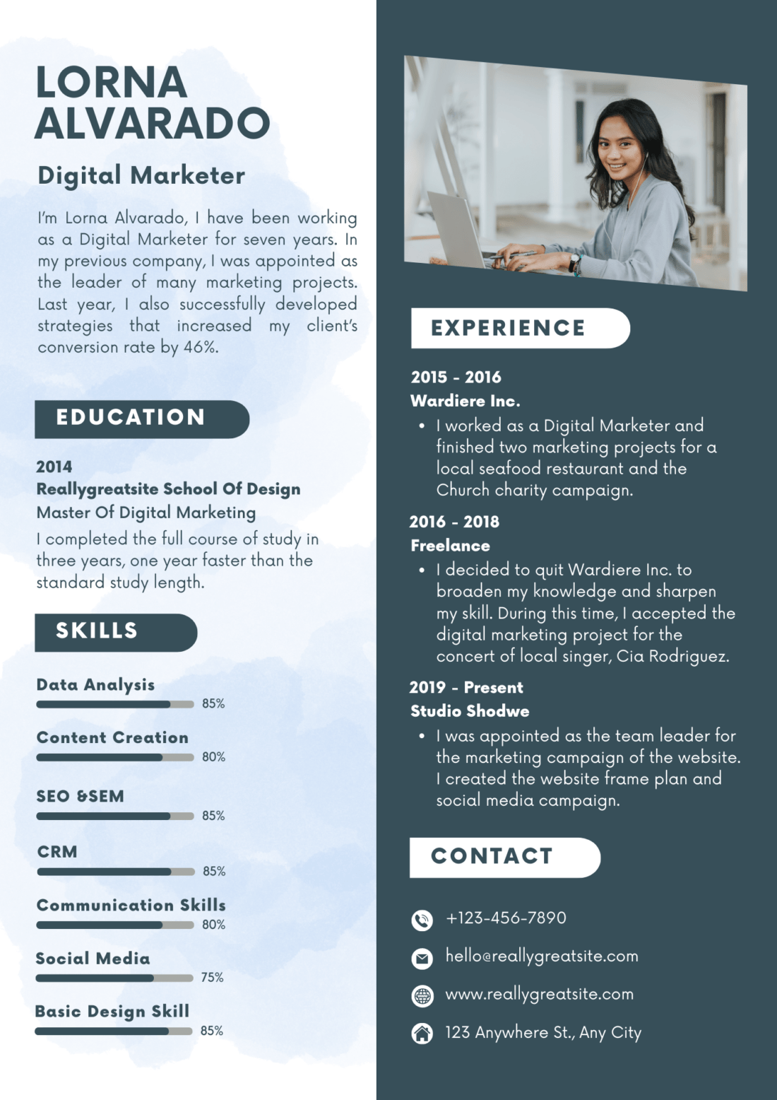 resume format for fresher digital marketing