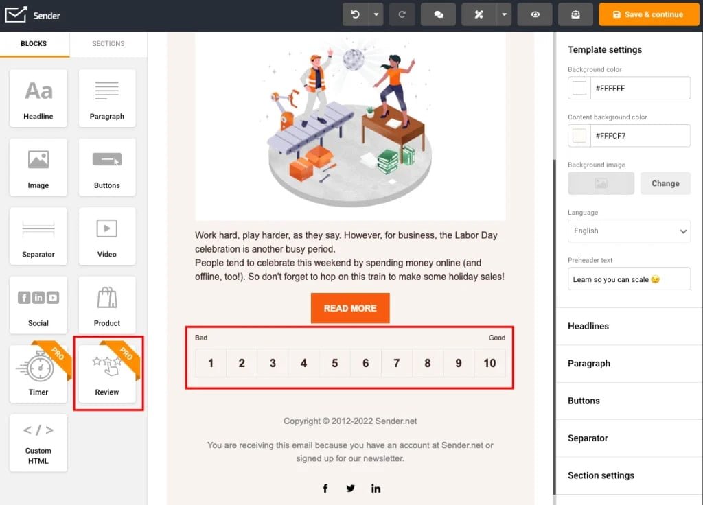 Sender survey email marketing