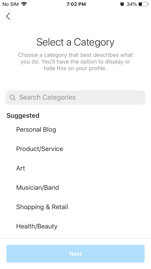 How to Create Instagram Business Account? 7 instagram-business-category