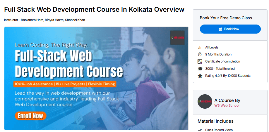 Full stack web development course