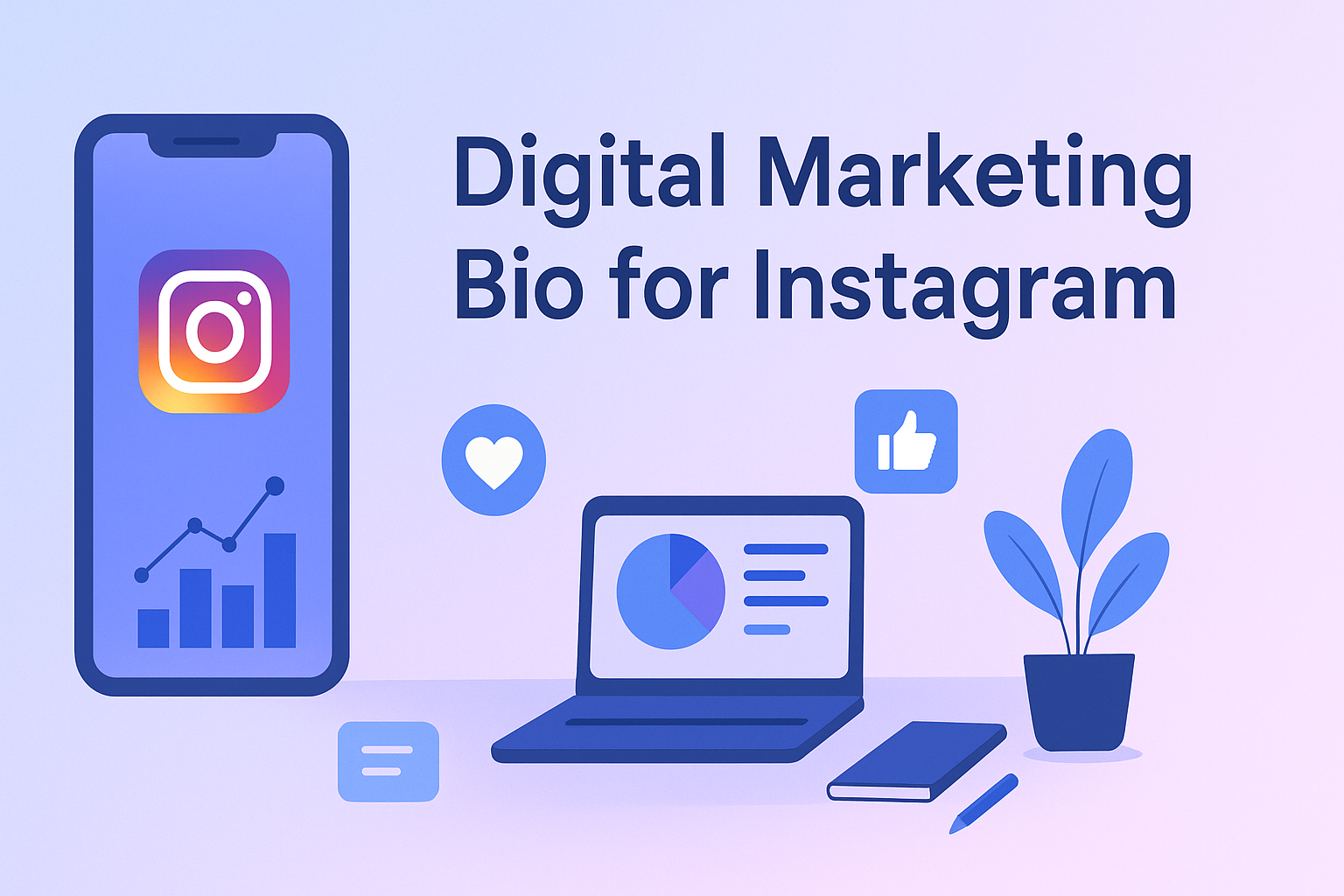 Digital Marketing Bio for Instagram with social media and analytics concept