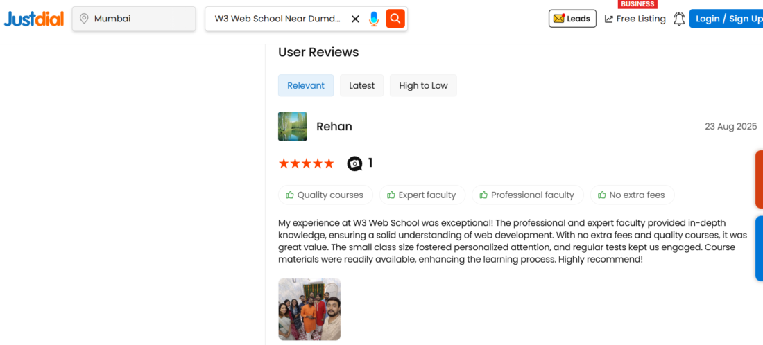 w3 web school review and ratings