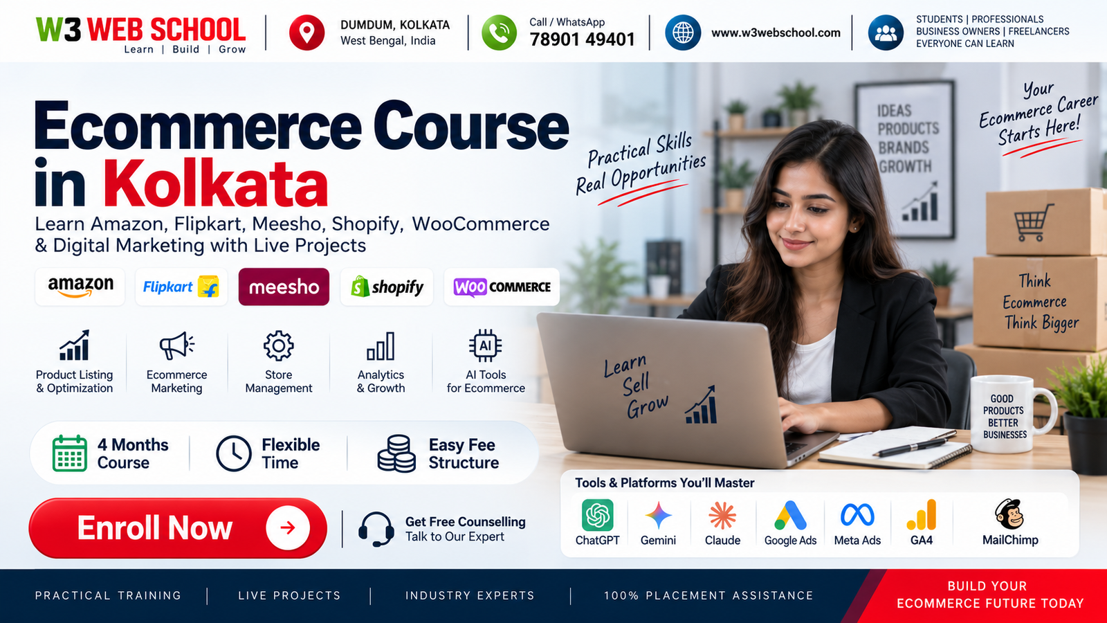 E Commerce Course in Kolkata Ecommerce Course in Kolkata with Shopify, WooCommerce and Marketplace Training at W3 Web School