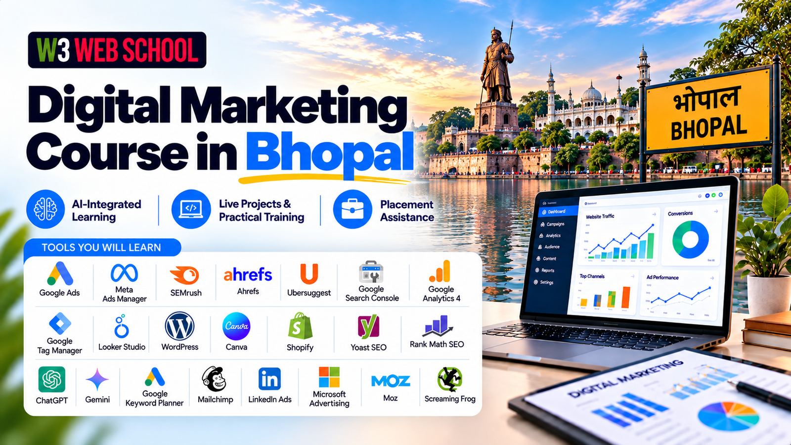 Digital Marketing Course in Bhopal | W3 Web School Digital Marketing Course in Bhopal with Practical Training, AI Tools and Live Projects | W3 Web School