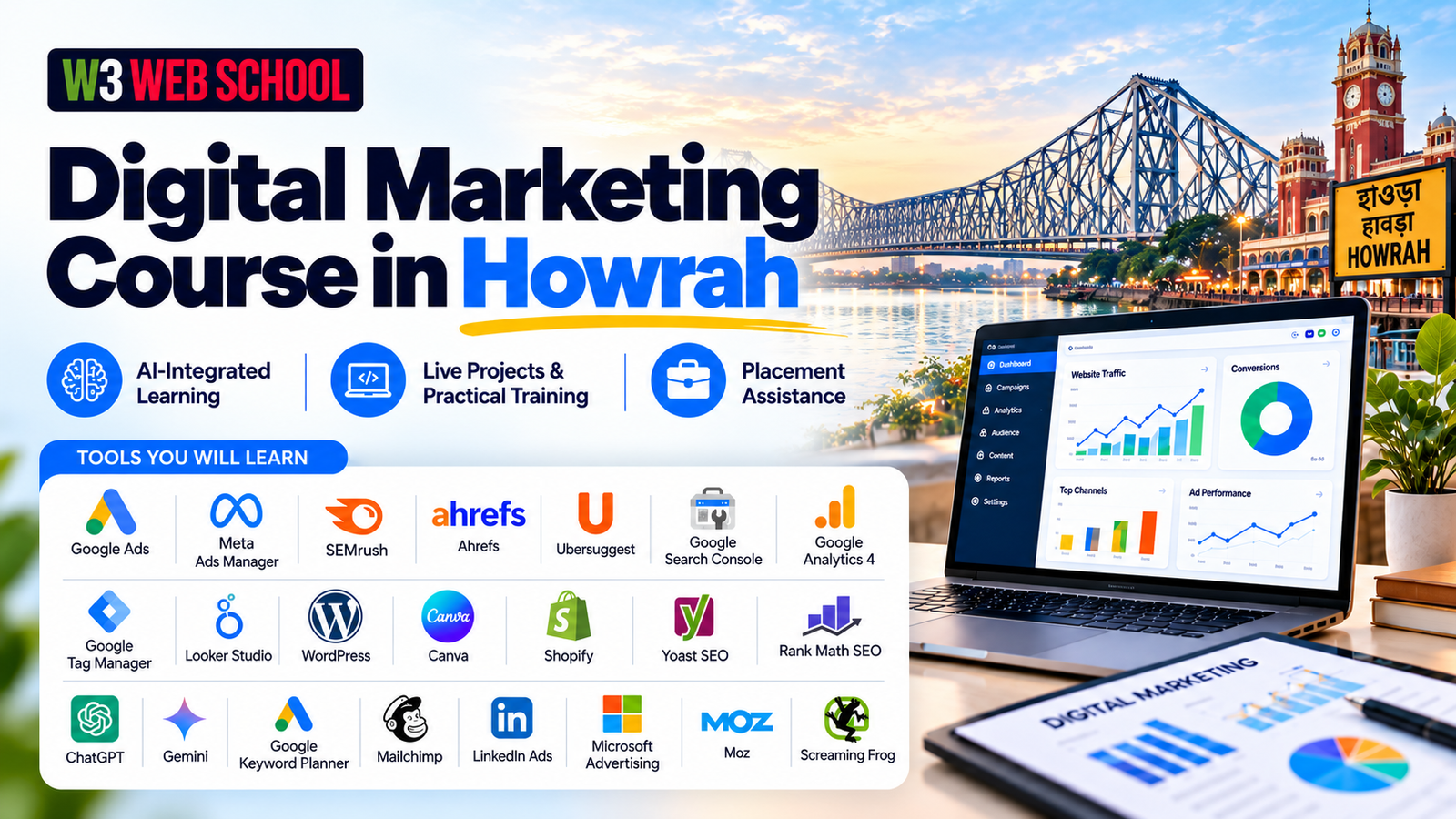 Digital Marketing Course in Howrah with Practical Training, AI Tools and Live Projects | W3 Web School