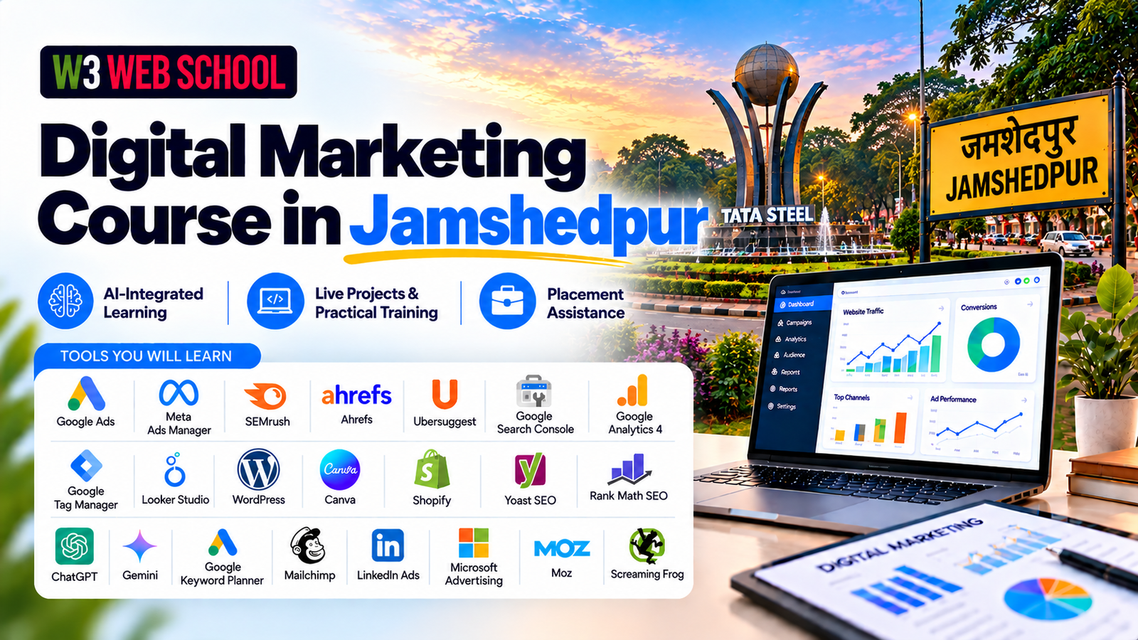 Digital Marketing Course in Jamshedpur | W3 Web School Digital Marketing Course in Jamshedpur with Practical Training, AI Tools and Live Projects | W3 Web School