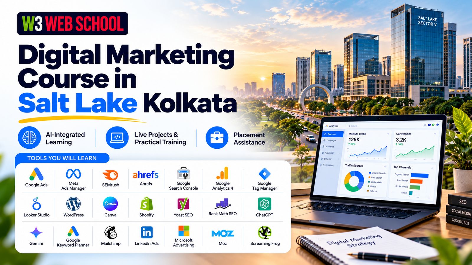 Digital Marketing Course in Salt Lake, Kolkata | W3 Web School Digital Marketing Course in Salt Lake, Kolkata with Practical Training, AI Tools and Live Projects | W3 Web School